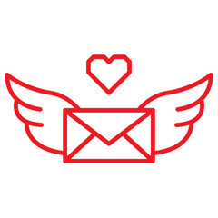 valentine line icon with red coloring