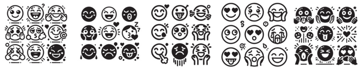 set of random emoji vector icons