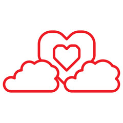 valentine line icon with red coloring