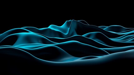 Obraz premium Abstract blue waves, dark background, flowing texture, 3D render, website banner