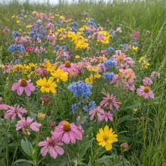 Obraz premium Blissful Summer Day in a Colorful Wildflower Meadow