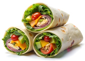 chicken wrap sandwich isolated on a white background