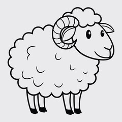 Cute  Cartoon Ram sheep Vector illustration