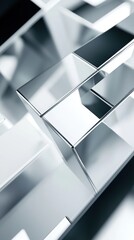 Modern geometric abstract design with reflective metallic surfaces