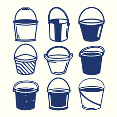 Buckets Set Illustrations Icons Silhouettes vector 