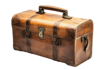 Vintage leather travel case with handle, ideal for adventure seekers and collectors in charming design
