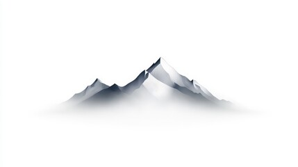 Fototapeta premium Serene Mountain Landscape with Minimalist Style, Focused on Snow-Capped Peaks and Misty Atmosphere, Perfect for Nature and Tranquility Themes in Stock Photography