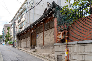 Beautiful traditional Korean wooden architecture, showcasing the elegance of Hanok style buildings.