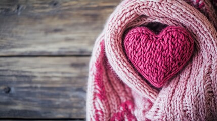 Fototapeta premium Cozy Knitted Heart for Valentine's Day Craft
