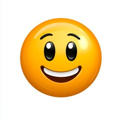 Fototapeta premium Bright and Cheerful Smiling Emoji with Large Eyes and Friendly Expression on a White Background Ideal for Digital Communication and Social Media Use
