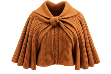 Warm brown knitted wrap with knot detail perfect for chilly weather and cozy evenings
