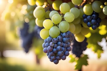 A bundle of fresh, juicy green grapes