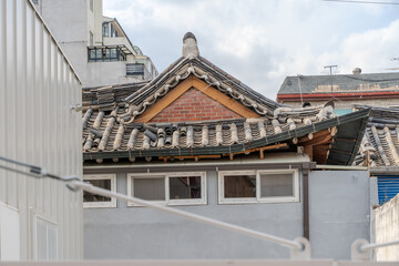 Beautiful traditional Korean wooden architecture, showcasing the elegance of Hanok style buildings.