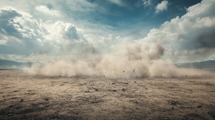 Dust Storm in Desert Landscape: A Dramatic Scene of Nature's Power