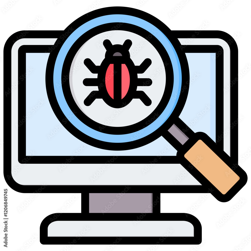Poster virus detection outline color icon