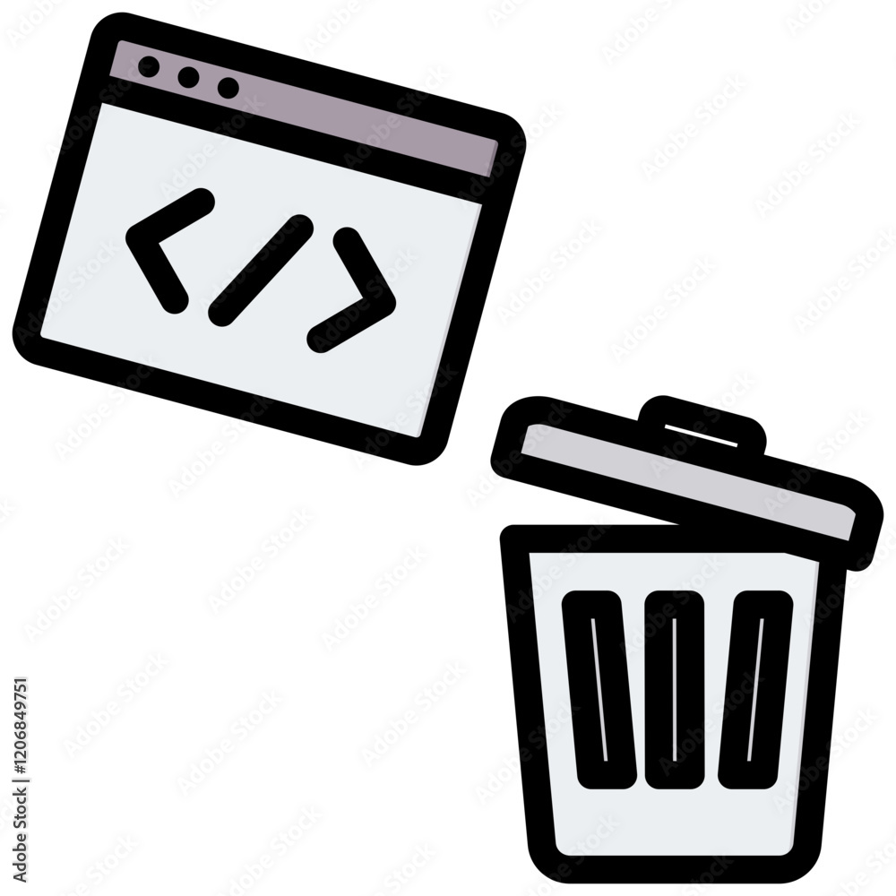 Poster Garbage Code Outline Color Icon