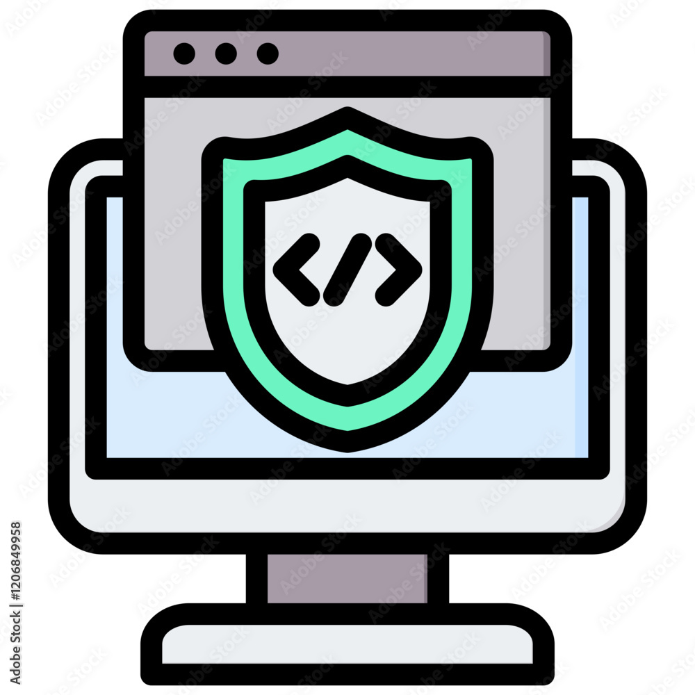 Aufkleber security software outline color icon