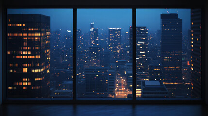 Night city window view scenery landscape interior inspiration backdrop wallpaper