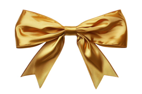 Golden ribbon bow tied neatly for decorative purposes in various crafts and gift-wrapping projects