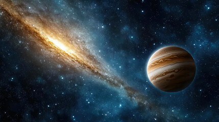 Fototapeta premium celestial scene featuring planet and swirling stars in galaxy
