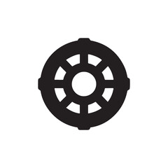 Fototapeta premium Wheel icon silhouette vector illustration on white background.