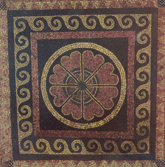 ceramic tile with ancient abstract ornament pattern