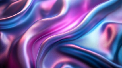 Abstract Iridescent Fabric Texture with Blue Pink Purple Waves