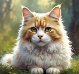 Illustration of fluffy cat.