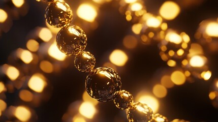 Abstract Golden Beads with Bokeh Lights
