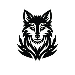 Vector silhouette black Howling Wolf. Abstract vector wolf icon design. Animal Illustration flat logo Isolated on white background.