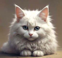 Fototapeta premium Illustration of fluffy cat.