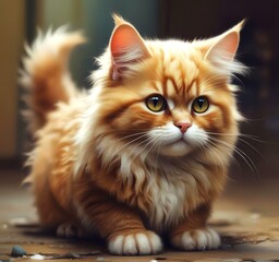 Obraz premium Illustration of fluffy cat.