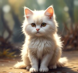Obraz premium Illustration of fluffy cat.