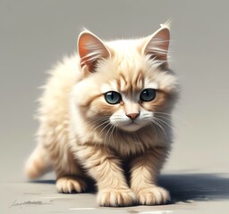 Obraz premium Illustration of fluffy cat.