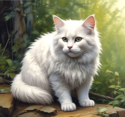 Obraz premium Illustration of fluffy cat.