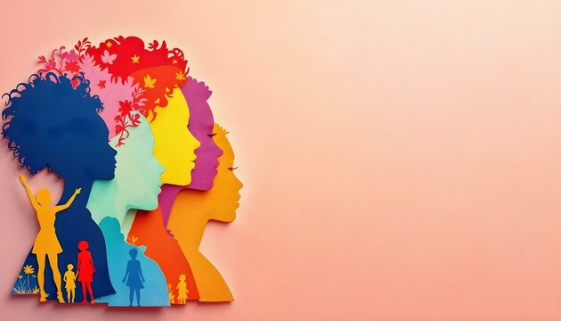 A lively exhibition of women in an array of colors, representing diversity and strength through paper silhouettes for International Women's Day