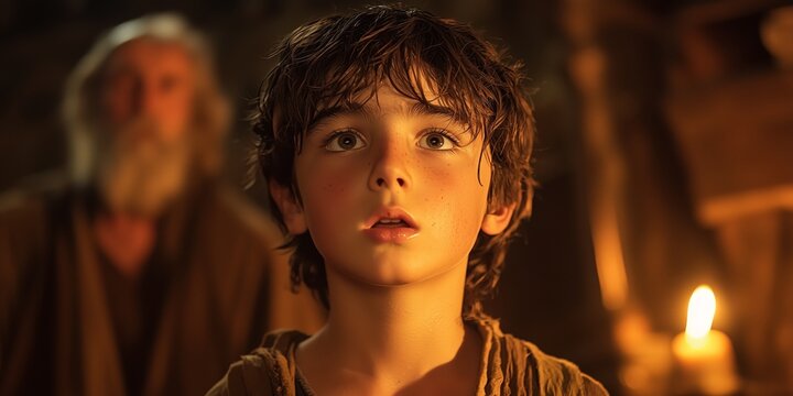 Young Samuel's Calling: A Divine Encounter in the Temple at Night