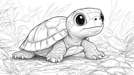 Fototapeta premium Cute turtle coloring page for relaxing and creative fun, perfect for all ages exploring their artistic side