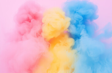 Fototapeta premium Pastel Gradient Background with Soft Pink, Blue, and Yellow Tones, Centered Light Smoke, High Resolution, Blurred Abstract Design, Perfect for Text Overlay and Ultra-Realistic Photography