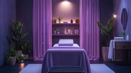 Serene Spa Room: Lavender Ambiance and Tranquil Relaxation