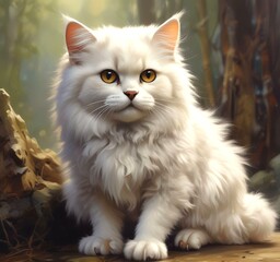 Illustration of fluffy cat.