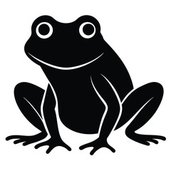 A green frog sitting on a lily pad in a pond with cattails in the background, vector illustration.