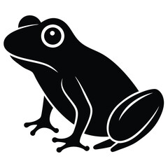 Fototapeta premium A green frog sitting on a lily pad in a pond with cattails in the background, vector illustration.