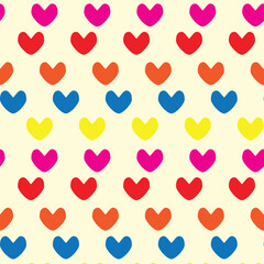 Seamless pattern with colorful hearts. Abstract vector flat background