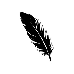 Obraz premium Feather silhouette vector illustration on white background.