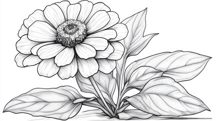 Beautiful flower coloring page featuring intricate petals and leaves for creative relaxation and artistic expression