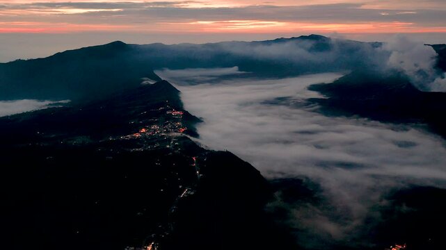 active, adventure, aerial landscape, aerial view, asia, bromo, bromo volcano, cloud, cloudy, destination, drone, east java, eruption, fog, hiking, indonesia, island, java, landmark, landscape, light, 