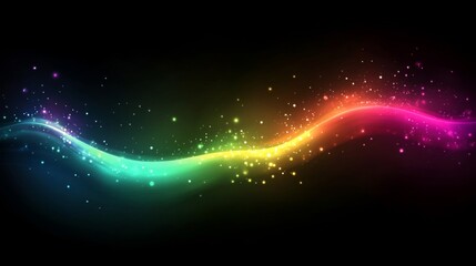 Obraz premium Vibrant Rainbow Wave of Glowing Particles