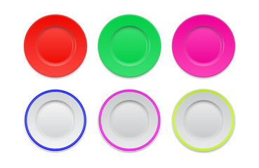 Set Illustration of Colorful Plastic Plates or bowl isolated