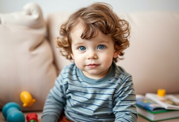 Naklejka premium Portrait of a 3-year-old boy in a relaxed pose